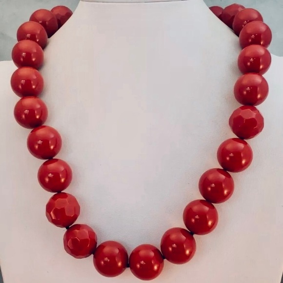 Chunky Geometric Bead 22" Necklace Enamel Gardenia Clasp All Seasons & Occasions - Picture 5 of 11